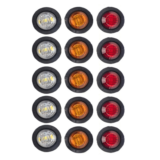 A5015 15 in 1 Red + Amber + White Light Truck Trailer LED Round Side Marker Lamp - Warning Lights by buy2fix | Online Shopping UK | buy2fix