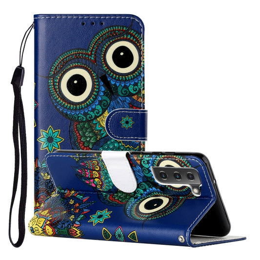 For Samsung Galaxy S22 5G Oil Embossed Pattern PU Leather Phone Case(Blue Owl) - Galaxy S22 5G Cases by buy2fix | Online Shopping UK | buy2fix
