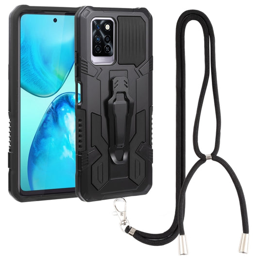 For Infinix Note 10 Pro Armor Warrior Shockproof PC + TPU Lanyard Phone Case(Black) - Infinix Cases by buy2fix | Online Shopping UK | buy2fix