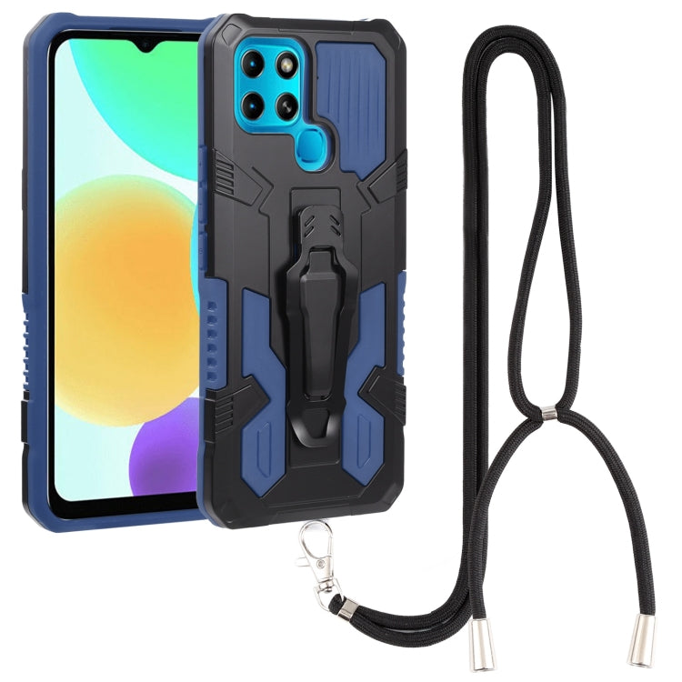 For Infinix Smart 6 Armor Warrior Shockproof PC + TPU Lanyard Phone Case(Blue) - Infinix Cases by buy2fix | Online Shopping UK | buy2fix