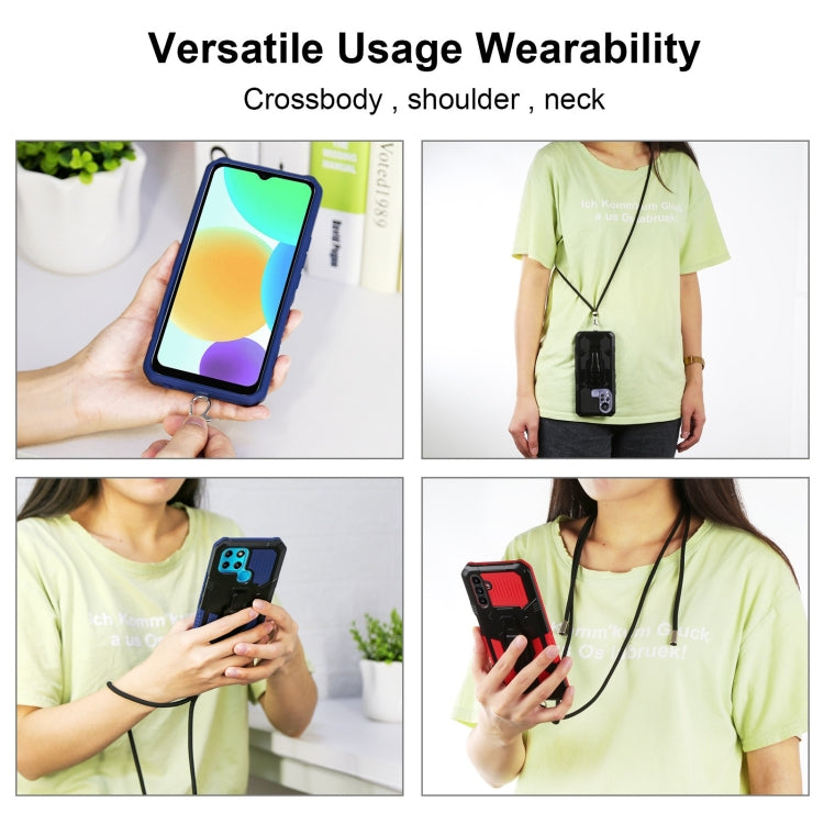 For Infinix Smart 6 Armor Warrior Shockproof PC + TPU Lanyard Phone Case(Blue) - Infinix Cases by buy2fix | Online Shopping UK | buy2fix