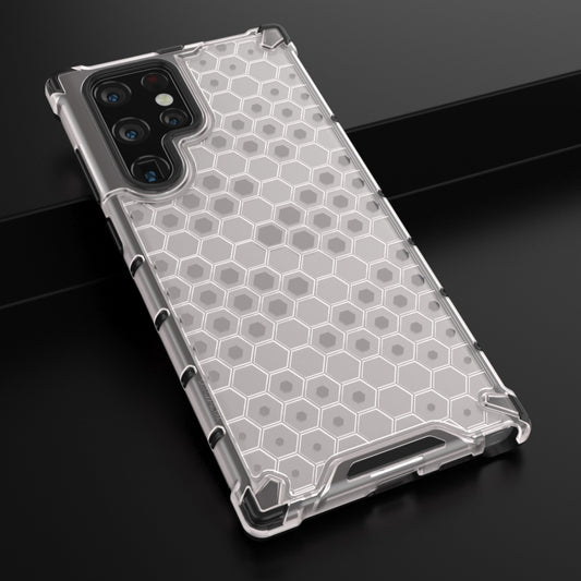 For Samsung Galaxy S22 Ultra 5G Honeycomb PC + TPU Phone Case(White) by buy2fix