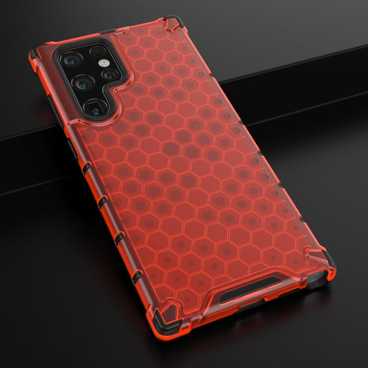 For Samsung Galaxy S22 Ultra 5G Honeycomb PC + TPU Phone Case(Red) by buy2fix