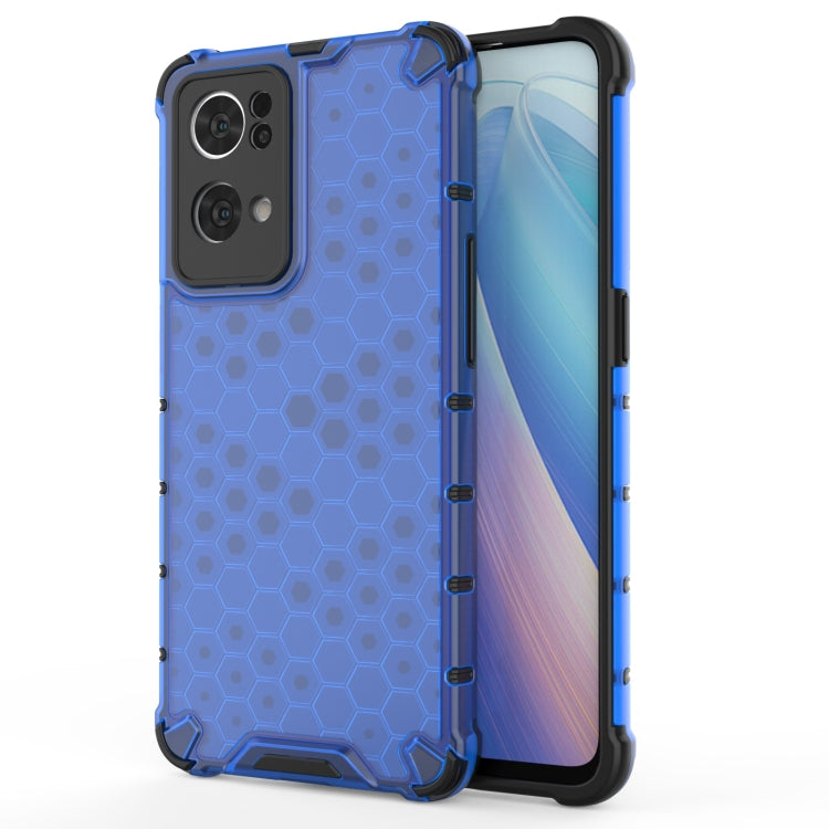 For OPPO Reno7 Pro 5G Honeycomb PC + TPU Phone Case(Blue) by buy2fix