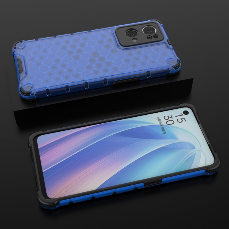For OPPO Reno7 Pro 5G Honeycomb PC + TPU Phone Case(Blue) by buy2fix