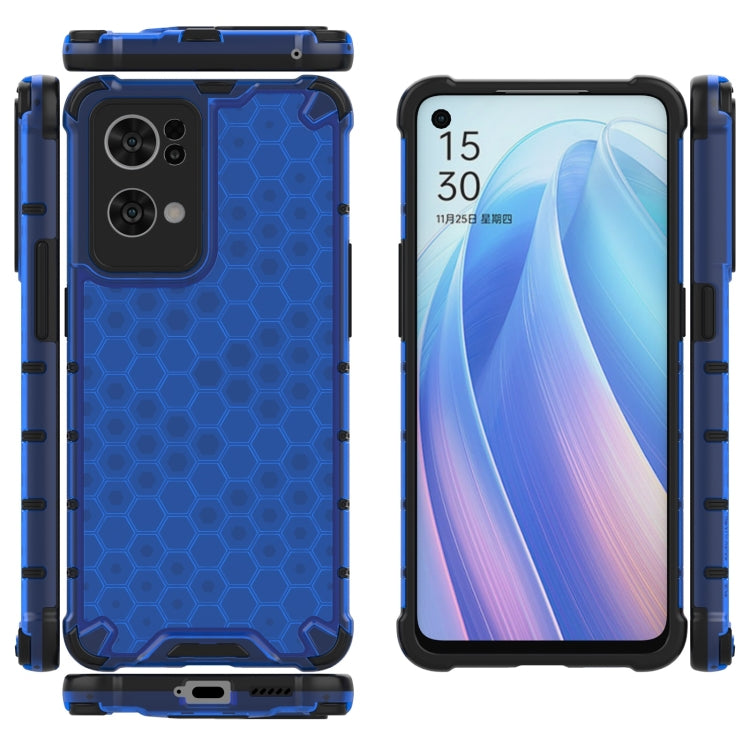 For OPPO Reno7 Pro 5G Honeycomb PC + TPU Phone Case(Blue) by buy2fix