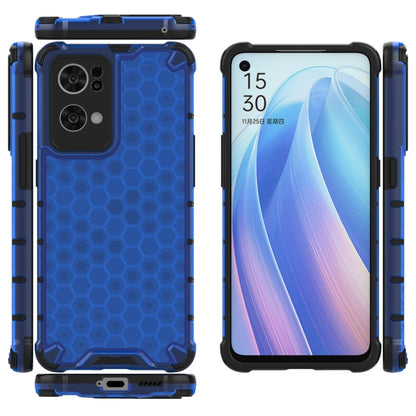 For OPPO Reno7 Pro 5G Honeycomb PC + TPU Phone Case(Blue) by buy2fix