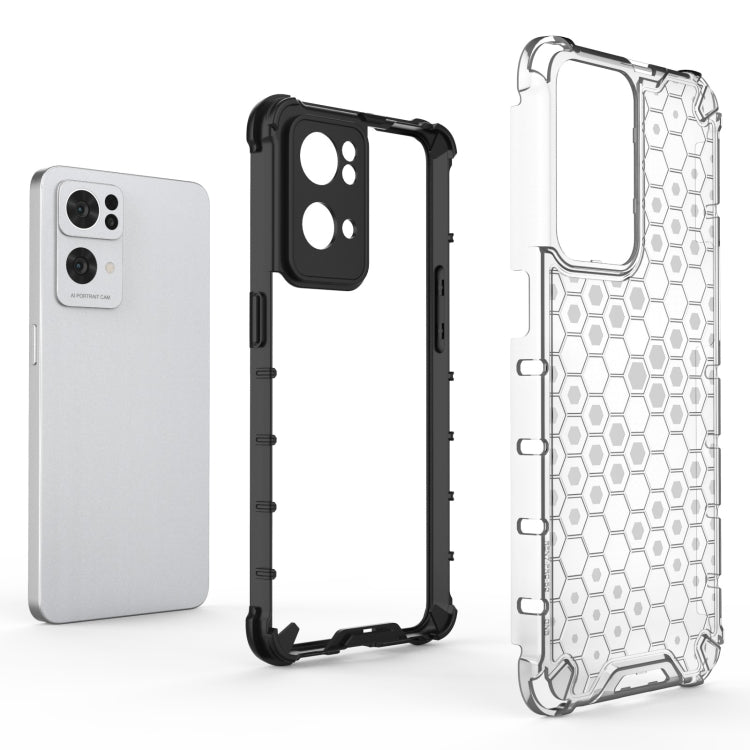 For OPPO Reno7 Pro 5G Honeycomb PC + TPU Phone Case(Blue) by buy2fix