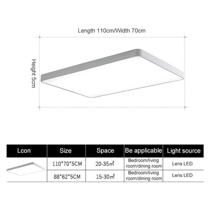 Macaron LED Rectangle Ceiling Lamp, Stepless Dimming, Size:88x62cm(White) by buy2fix