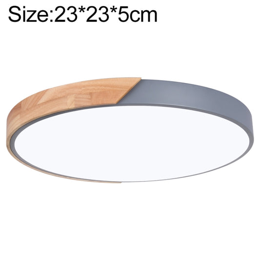 Wood Macaron LED Round Ceiling Lamp, Stepless Dimming, Size:23cm(Grey) - Celling Lights & Chandeliers by buy2fix | Online Shopping UK | buy2fix