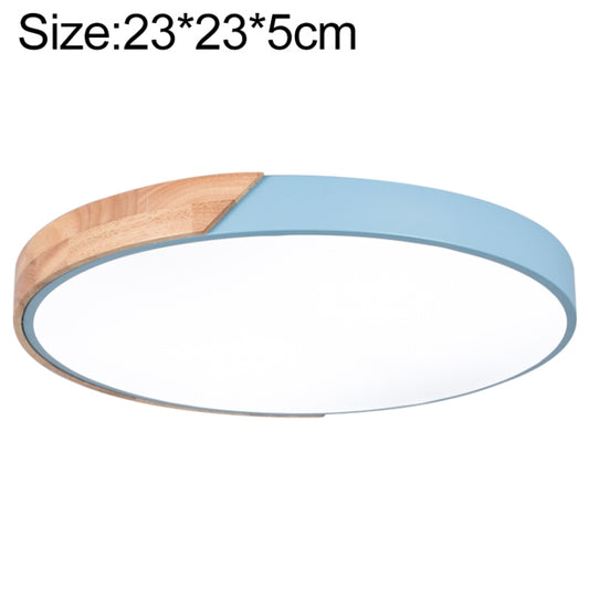 Wood Macaron LED Round Ceiling Lamp, Stepless Dimming, Size:23cm(Blue) - Celling Lights & Chandeliers by buy2fix | Online Shopping UK | buy2fix