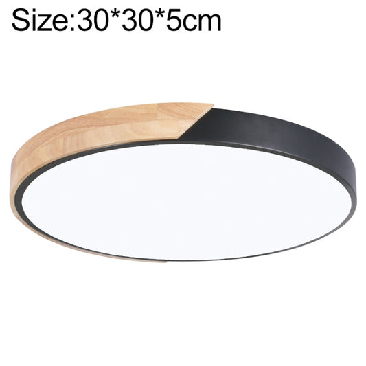 Wood Macaron LED Round Ceiling Lamp, Stepless Dimming, Size:30cm(Black) - Celling Lights & Chandeliers by buy2fix | Online Shopping UK | buy2fix