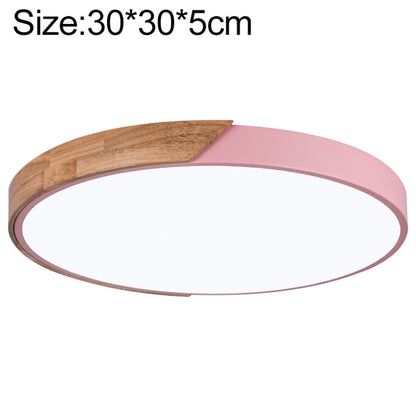 Wood Macaron LED Round Ceiling Lamp, Stepless Dimming, Size:30cm(Pink) - Celling Lights & Chandeliers by buy2fix | Online Shopping UK | buy2fix