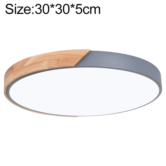 Wood Macaron LED Round Ceiling Lamp, Stepless Dimming, Size:30cm(Grey)