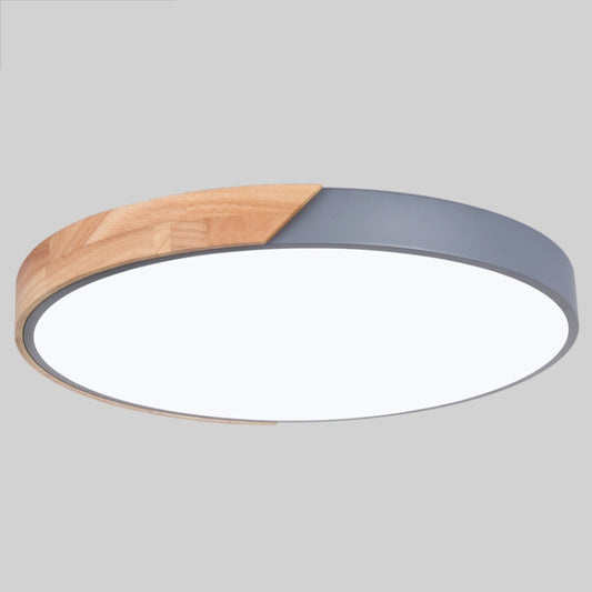 Wood Macaron LED Round Ceiling Lamp, Stepless Dimming, Size:30cm(Grey) by buy2fix