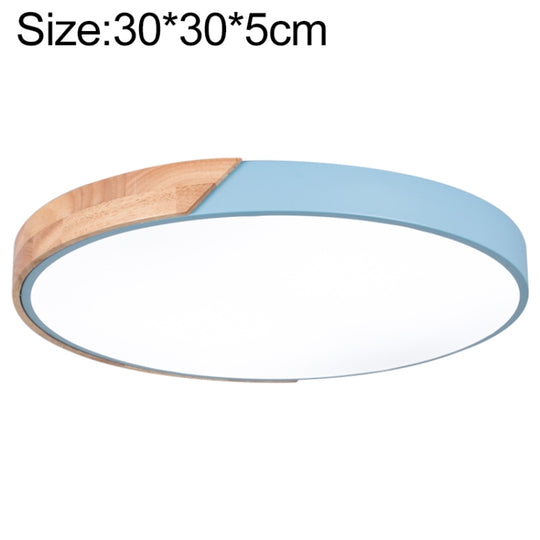Wood Macaron LED Round Ceiling Lamp, Stepless Dimming, Size:30cm(Blue)