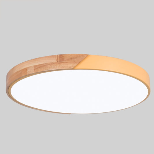 Wood Macaron LED Round Ceiling Lamp, Stepless Dimming, Size:30cm(Yellow) by buy2fix