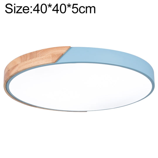 Wood Macaron LED Round Ceiling Lamp, Stepless Dimming, Size:40cm(Blue)