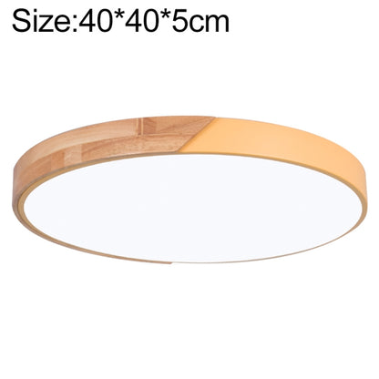 Wood Macaron LED Round Ceiling Lamp, Stepless Dimming, Size:40cm(Yellow) - Celling Lights & Chandeliers by buy2fix | Online Shopping UK | buy2fix