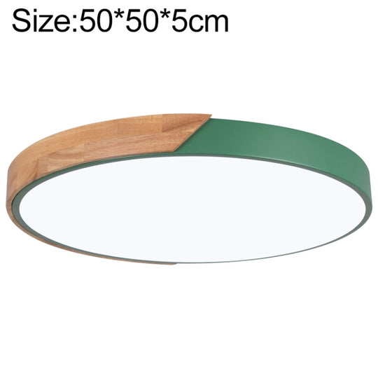Wood Macaron LED Round Ceiling Lamp, Stepless Dimming, Size:50cm(Green)