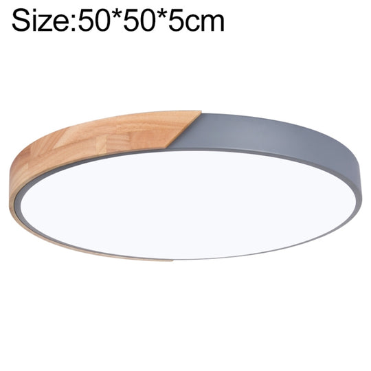 Wood Macaron LED Round Ceiling Lamp, Stepless Dimming, Size:50cm(Grey)