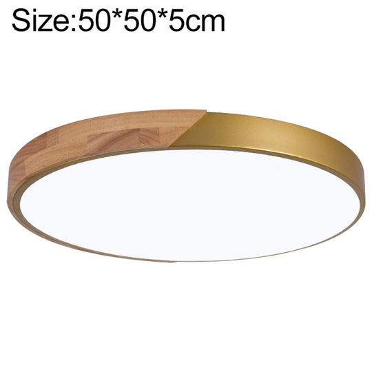 Wood Macaron LED Round Ceiling Lamp, Stepless Dimming, Size:50cm(Gold)