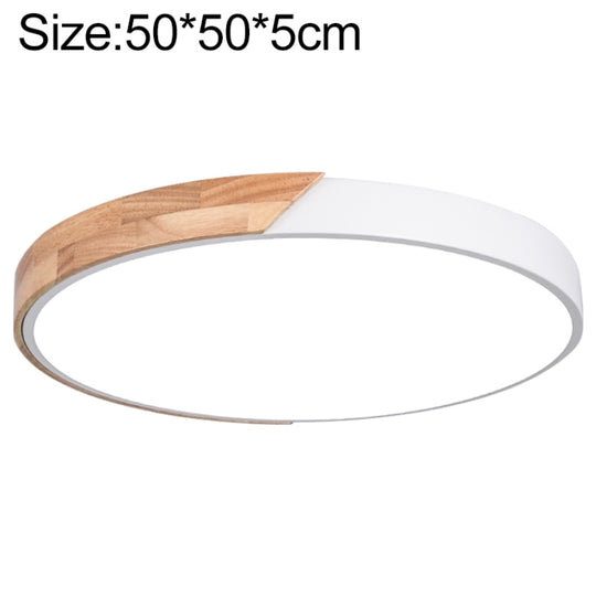 Wood Macaron LED Round Ceiling Lamp, Stepless Dimming, Size:50cm(White)