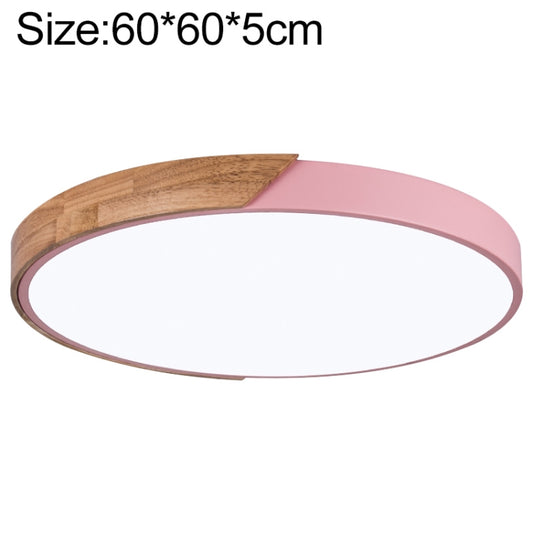 Wood Macaron LED Round Ceiling Lamp, Stepless Dimming, Size:60cm(Pink) - Celling Lights & Chandeliers by buy2fix | Online Shopping UK | buy2fix