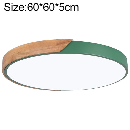 Wood Macaron LED Round Ceiling Lamp, Stepless Dimming, Size:60cm(Green) - Celling Lights & Chandeliers by buy2fix | Online Shopping UK | buy2fix
