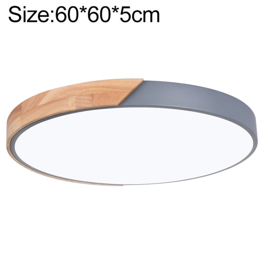 Wood Macaron LED Round Ceiling Lamp, Stepless Dimming, Size:60cm(Grey) - Celling Lights & Chandeliers by buy2fix | Online Shopping UK | buy2fix