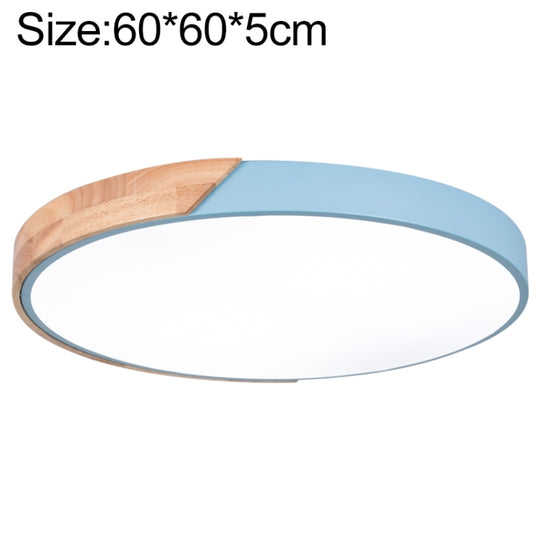 Wood Macaron LED Round Ceiling Lamp, Stepless Dimming, Size:60cm(Blue)