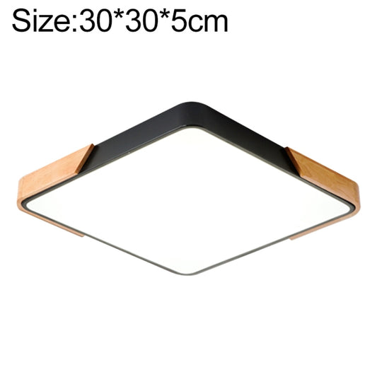 Wood Macaron LED Square Ceiling Lamp, Stepless Dimming, Size:30cm(Black) - Celling Lights & Chandeliers by buy2fix | Online Shopping UK | buy2fix