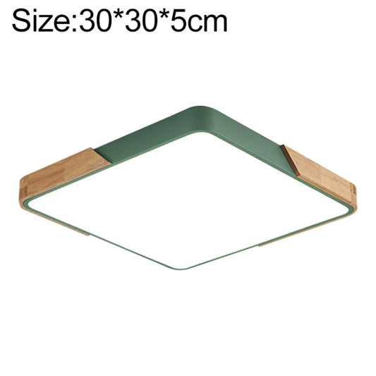 Wood Macaron LED Square Ceiling Lamp, Stepless Dimming, Size:30cm(Green) - Celling Lights & Chandeliers by buy2fix | Online Shopping UK | buy2fix