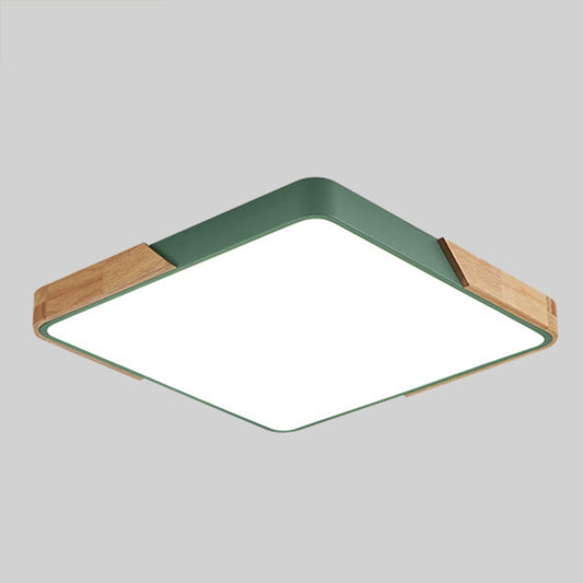 Wood Macaron LED Square Ceiling Lamp, Stepless Dimming, Size:30cm(Green) by buy2fix