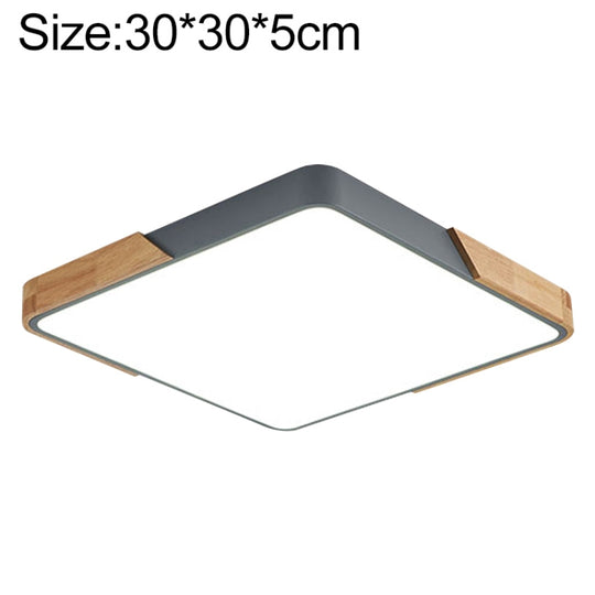 Wood Macaron LED Square Ceiling Lamp, Stepless Dimming, Size:30cm(Grey)