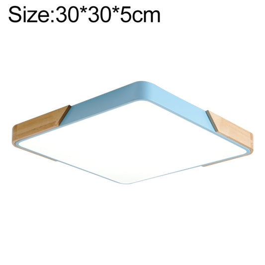 Wood Macaron LED Square Ceiling Lamp, Stepless Dimming, Size:30cm(Blue) - Celling Lights & Chandeliers by buy2fix | Online Shopping UK | buy2fix