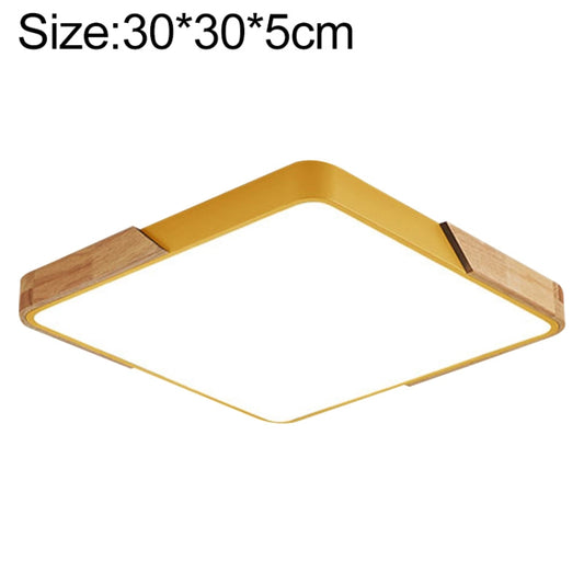 Wood Macaron LED Square Ceiling Lamp, Stepless Dimming, Size:30cm(Yellow) - Celling Lights & Chandeliers by buy2fix | Online Shopping UK | buy2fix