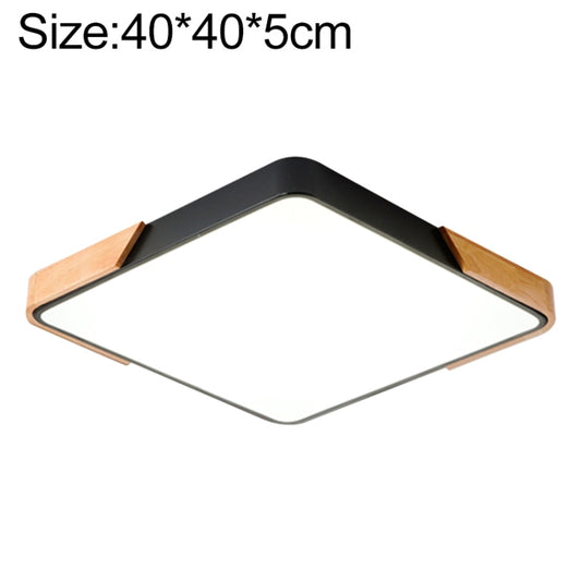 Wood Macaron LED Square Ceiling Lamp, Stepless Dimming, Size:40cm(Black) - Celling Lights & Chandeliers by buy2fix | Online Shopping UK | buy2fix