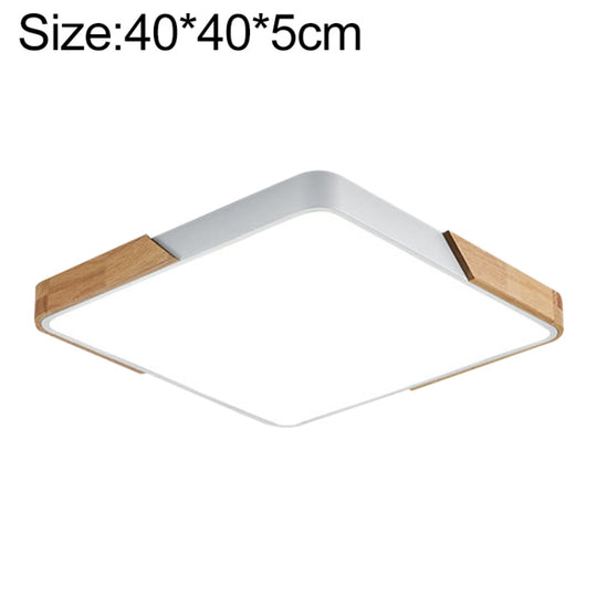 Wood Macaron LED Square Ceiling Lamp, Stepless Dimming, Size:40cm(White)