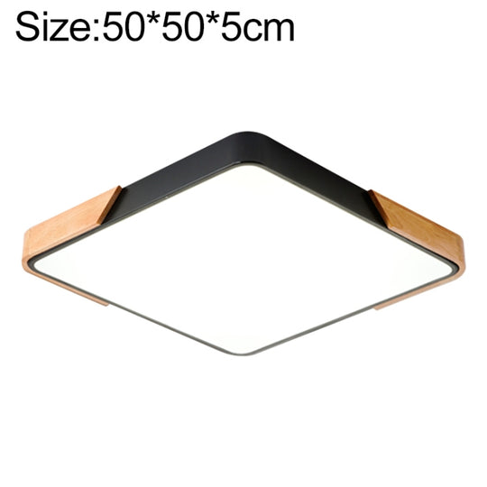 Wood Macaron LED Square Ceiling Lamp, Stepless Dimming, Size:50cm(Black)