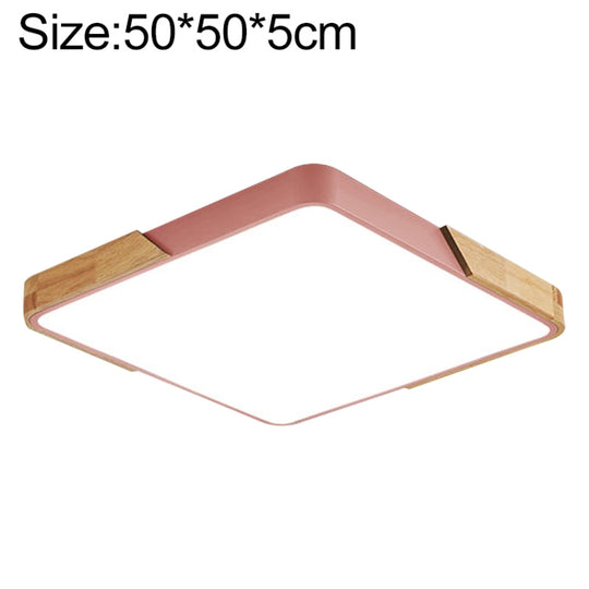 Wood Macaron LED Square Ceiling Lamp, Stepless Dimming, Size:50cm(Pink)