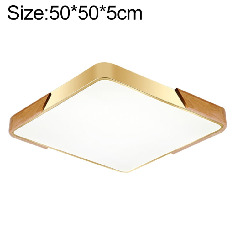 Wood Macaron LED Square Ceiling Lamp, Stepless Dimming, Size:50cm(Gold) - Celling Lights & Chandeliers by buy2fix | Online Shopping UK | buy2fix