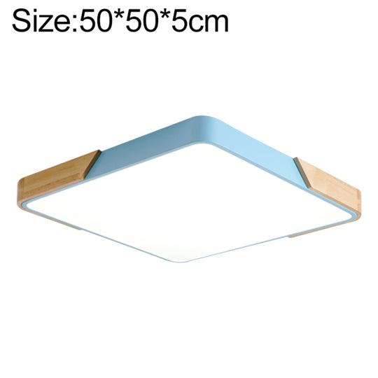 Wood Macaron LED Square Ceiling Lamp, Stepless Dimming, Size:50cm(Blue)