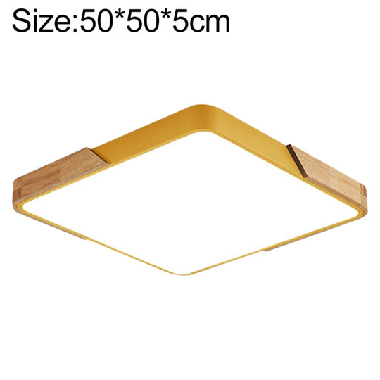 Wood Macaron LED Square Ceiling Lamp, Stepless Dimming, Size:50cm(Yellow)