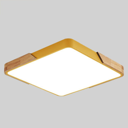 Wood Macaron LED Square Ceiling Lamp, Stepless Dimming, Size:50cm(Yellow) by buy2fix
