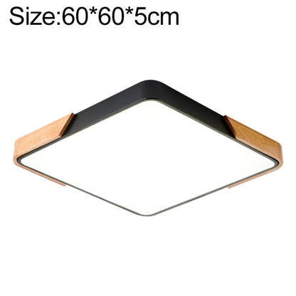 Wood Macaron LED Square Ceiling Lamp, Stepless Dimming, Size:60cm(Black) - Celling Lights & Chandeliers by buy2fix | Online Shopping UK | buy2fix