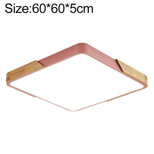 Wood Macaron LED Square Ceiling Lamp, Stepless Dimming, Size:60cm(Pink) - Celling Lights & Chandeliers by buy2fix | Online Shopping UK | buy2fix