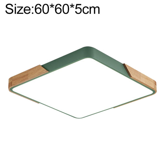 Wood Macaron LED Square Ceiling Lamp, Stepless Dimming, Size:60cm(Green) - Celling Lights & Chandeliers by buy2fix | Online Shopping UK | buy2fix