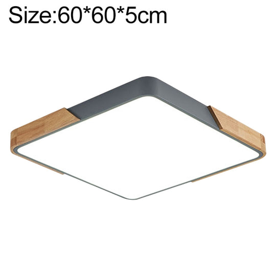 Wood Macaron LED Square Ceiling Lamp, Stepless Dimming, Size:60cm(Grey)