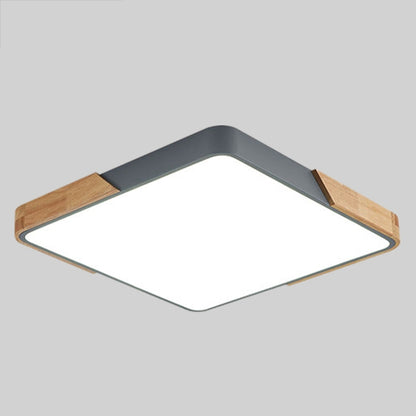 Wood Macaron LED Square Ceiling Lamp, Stepless Dimming, Size:60cm(Grey) - Celling Lights & Chandeliers by buy2fix | Online Shopping UK | buy2fix
